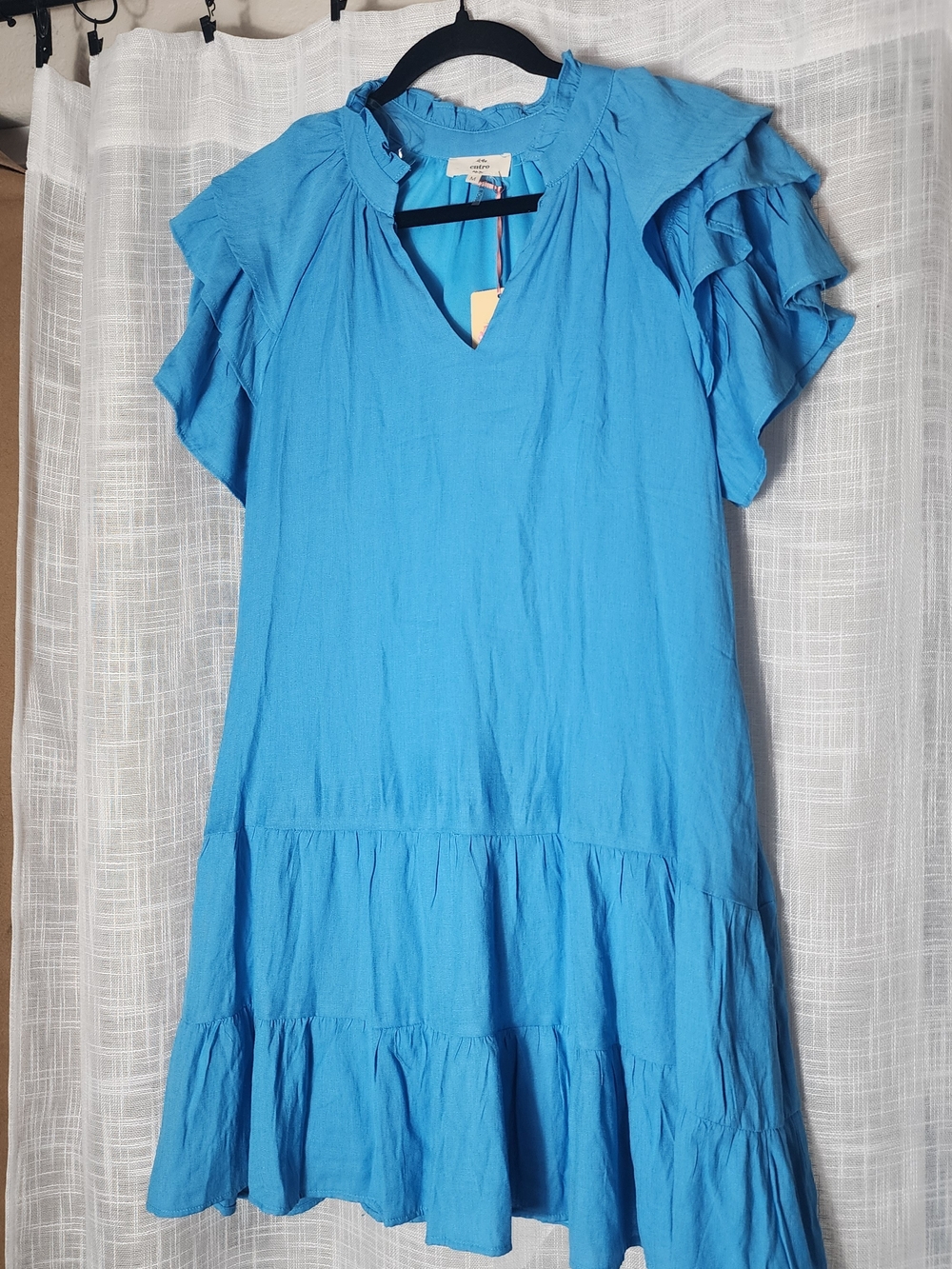 Bright Blue Ruffle-Sleeve Women’s Dress